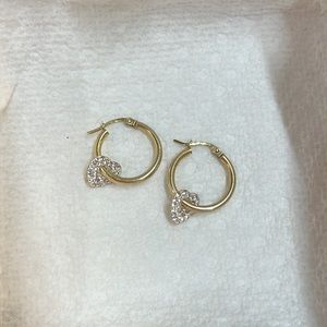 .925 sterling silver hoop earrings hearts.